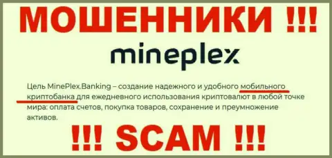 МинеПлекс - это мошенники !!! Вид деятельности которых - Крипто банк