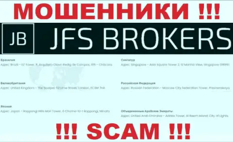ДжФСБрокерс на своем сайте опубликовали ненастоящие данные на счет официального адреса