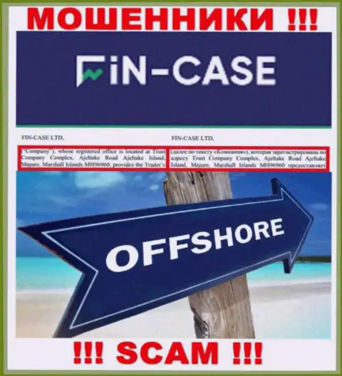 Fin-Case Com - это МОШЕННИКИ !!! Скрылись в оффшоре по адресу: Trust Company Complex, Ajeltake Road Ajeltake Island, Majuro, Marshall Islands MH96960 и прикарманивают вложения реальных клиентов