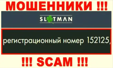 Регистрационный номер SlotMan - сведения с официального веб-портала: 152125