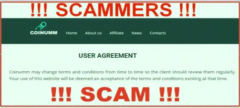 Coinumm OÜ Scammers can remake their agreement at any time