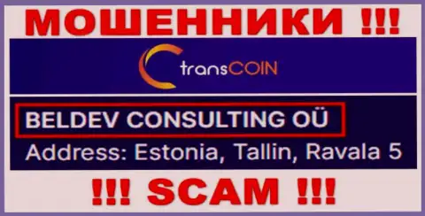 TransCoin - юр. лицо обманщиков организация BELDEV CONSULTING OÜ