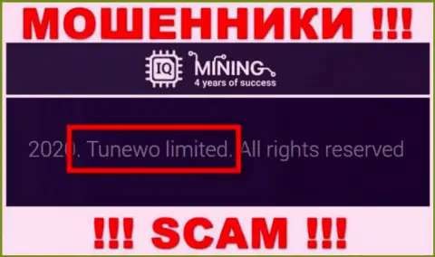Мошенники IQ Mining написали, что Tunewo Limited владеет их лохотронном