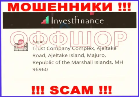 Рискованно взаимодействовать, с такими мошенниками, как контора InvestF1nance Com, ведь прячутся они в офшоре - Trust Company Complex, Ajeltake Road, Ajeltake Island, Majuro, Republic of the Marshall Islands, MH 96960