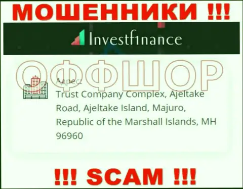 Рискованно взаимодействовать, с такими мошенниками, как контора InvestF1nance Com, ведь прячутся они в офшоре - Trust Company Complex, Ajeltake Road, Ajeltake Island, Majuro, Republic of the Marshall Islands, MH 96960