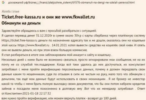 Организация FKWallet - МОШЕННИКИ !!! Автор отзыва никак не может забрать назад свои же вложения