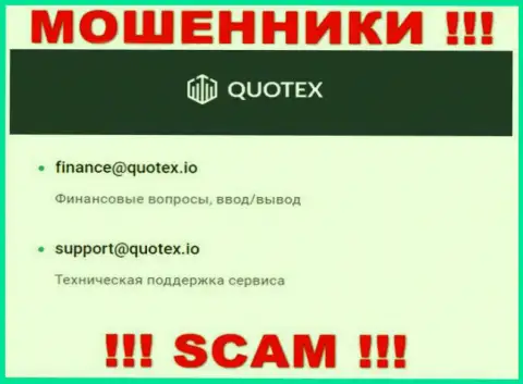 Е-мейл мошенников Quotex