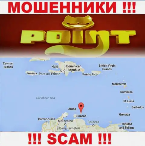 Компания Поинт Лото имеет регистрацию очень далеко от слитых ими клиентов на территории Curacao