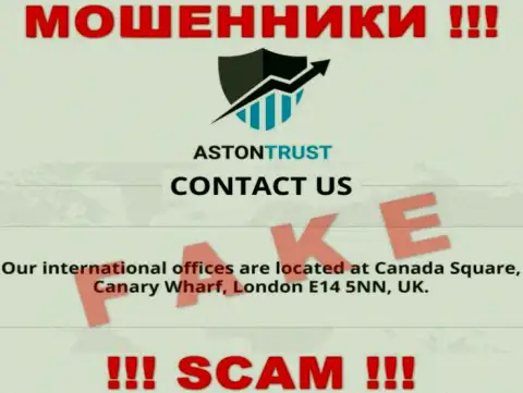 AstonTrust Net это очередные воры !!! Не хотят предоставлять настоящий адрес регистрации конторы