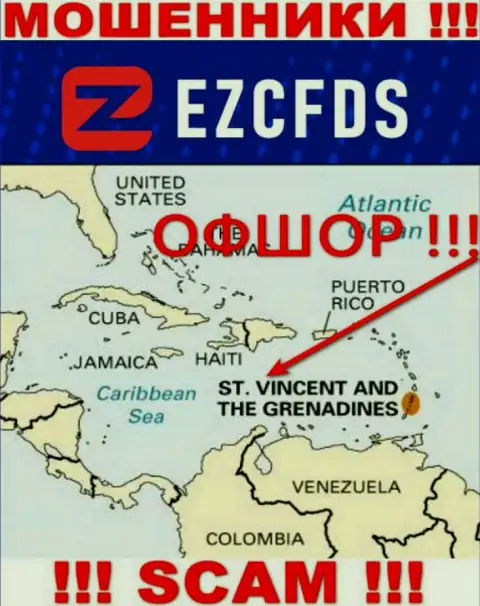 St. Vincent and the Grenadines - оффшорное место регистрации мошенников EZCFDS Com, приведенное на их сайте