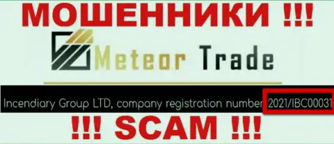 Регистрационный номер MeteorTrade - 2021/IBC00031 от потери денежных средств не спасет