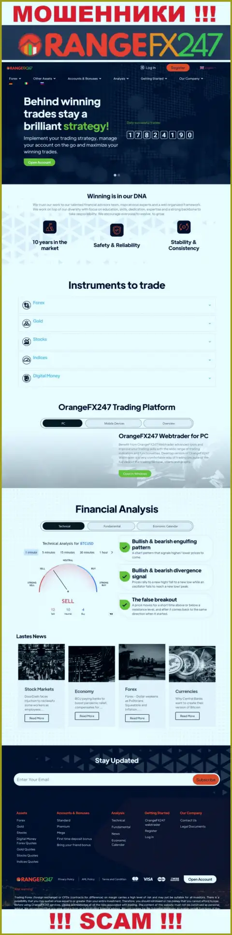 Основная страница официального веб-сайта разводил Orange FX 247