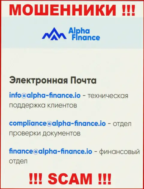 Не пишите internet-ворюгам Alpha Finance на их адрес электронного ящика, можете остаться без денег