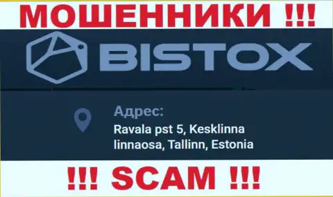 Избегайте совместного сотрудничества с Bistox Holding OU - указанные internet-мошенники указали фейковый официальный адрес