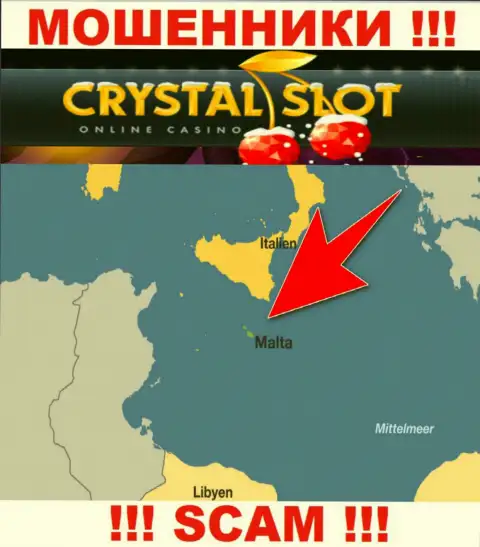 Malta - именно здесь, в офшорной зоне, пустили корни мошенники Кристал Слот Ком