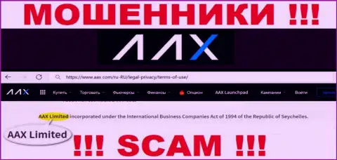 Данные о юр лице разводил AAX Com