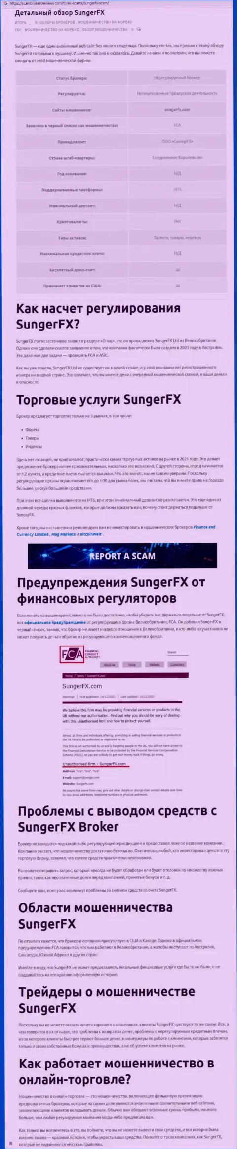 Автор обзора рассказывает об мошенничестве, которое происходит в SungerFX