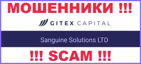 Юр лицо Gitex Capital - это Sanguine Solutions LTD, такую инфу расположили обманщики у себя на интернет-ресурсе