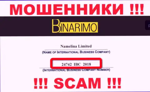 Будьте крайне внимательны !!! Binarimo Com накалывают !!! Регистрационный номер данной организации: 24742 IBC 2018