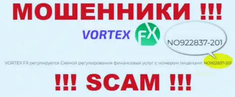 Эта лицензия опубликована на официальном сайте мошенников Вортекс ФХ