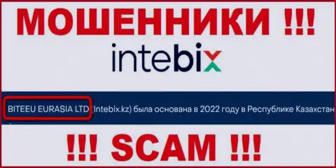 Свое юр лицо организация Intebix Kz не скрывает - это BITEEU EURASIA Ltd