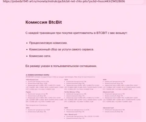 О комиссиях криптовалютного онлайн-обменника БТЦБит Нет мы предлагаем разузнать из информационной статьи, представленной на сайте pobeda1945-art ru