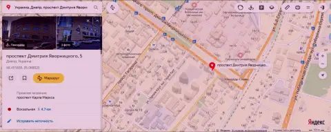 Представленный одним из сотрудников 770Капитал адрес преступной Форекс конторы на Yandex Maps