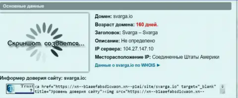 Возраст домена Форекс брокерской конторы Сварга, исходя из инфы, полученной на web-сайте doverievseti rf
